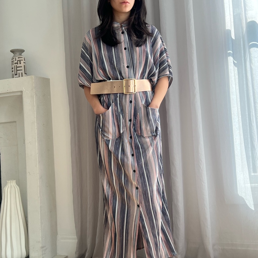 TOV Los Angeles Striped Button-Down Maxi Dress. Size 38.